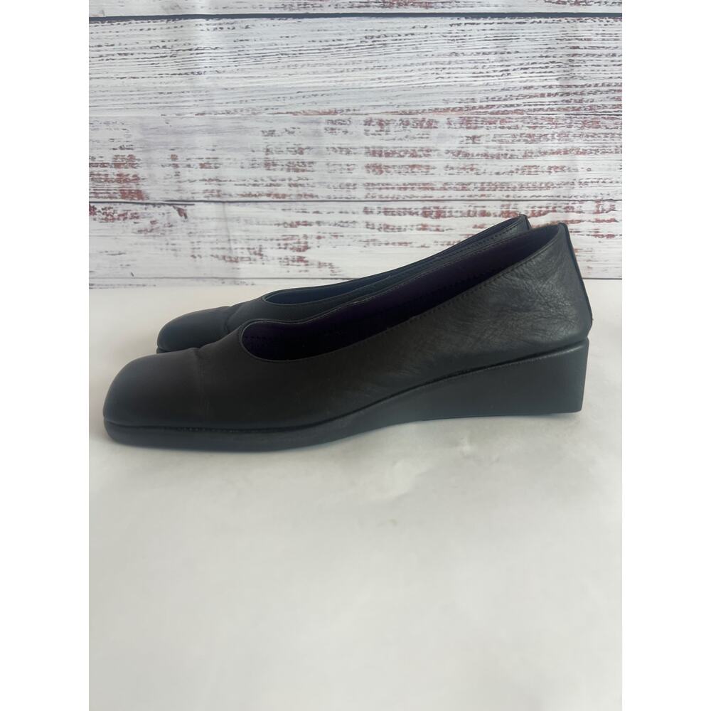 AREOSOLES Women’s   leather low-wedge slide loafers Black Size 7 - Picture 3 of 10